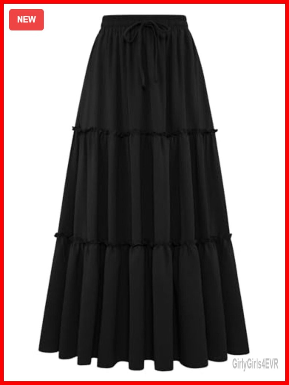 Women's Summer Maxi Skirt High Waist Pleated Ruffle Flowy Beach Boho with